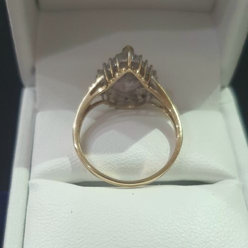 MORGANITE 3CTS PEAR CUT WITH DIAMOND HALO 9CT GOLD RING SIZE P - ADDITIONAL PHOTO 4