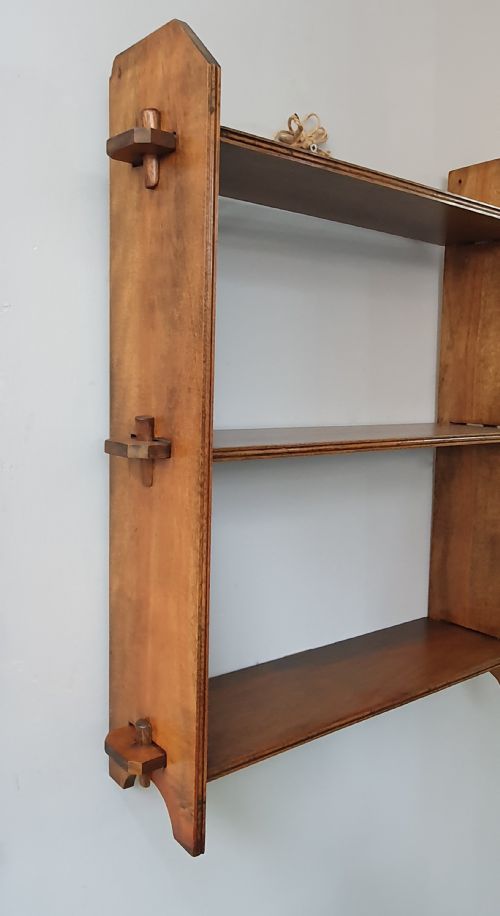 ARTS CRAFTS OAK PEGGED FREESTANDING OR WALL HUNG SHELVES C1910 - ADDITIONAL PHOTO 1