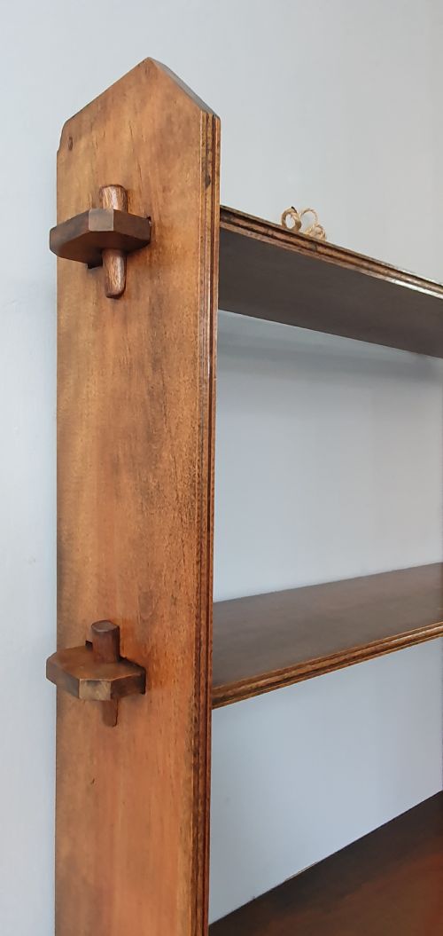 ARTS CRAFTS OAK PEGGED FREESTANDING OR WALL HUNG SHELVES C1910 - ADDITIONAL PHOTO 3