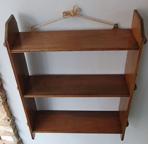 ARTS CRAFTS OAK PEGGED FREESTANDING OR WALL HUNG SHELVES C1910 - ADDITIONAL PHOTO 4