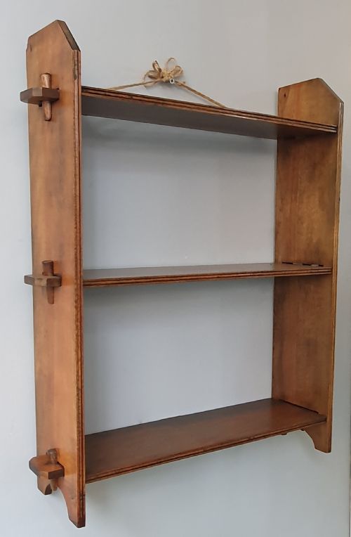 ARTS CRAFTS OAK PEGGED FREESTANDING OR WALL HUNG SHELVES C1910 - ADDITIONAL PHOTO 10