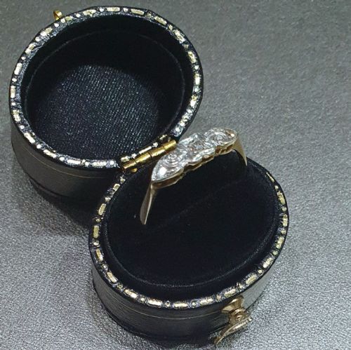 EARLY ART DECO PLATINUM SET DIAMONDS 18CT GOLD RING SIZE N - ADDITIONAL PHOTO 13