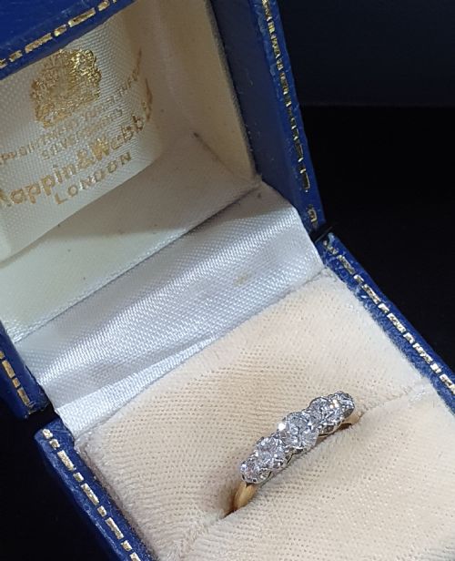 MAPPIN WEBB 1930S 5 DIAMOND 18CT GOLD HALF ETERNITY RING SIZE M - ADDITIONAL PHOTO 7