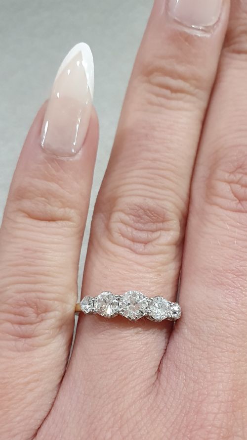 MAPPIN WEBB 1930S 5 DIAMOND 18CT GOLD HALF ETERNITY RING SIZE M - ADDITIONAL PHOTO 11