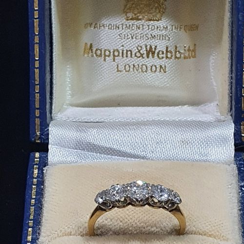 MAPPIN WEBB 1930S 5 DIAMOND 18CT GOLD HALF ETERNITY RING SIZE M - ADDITIONAL PHOTO 14