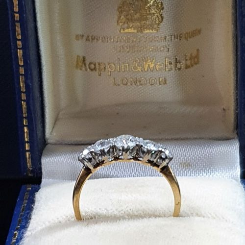 MAPPIN WEBB 1930S 5 DIAMOND 18CT GOLD HALF ETERNITY RING SIZE M - ADDITIONAL PHOTO 18