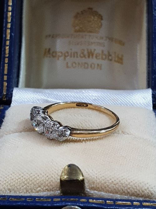 MAPPIN WEBB 1930S 5 DIAMOND 18CT GOLD HALF ETERNITY RING SIZE M - ADDITIONAL PHOTO 19