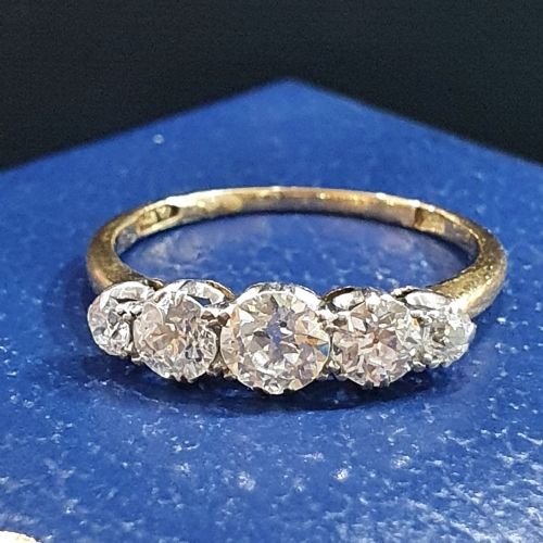 MAPPIN WEBB 1930S 5 DIAMOND 18CT GOLD HALF ETERNITY RING SIZE M - ADDITIONAL PHOTO 20