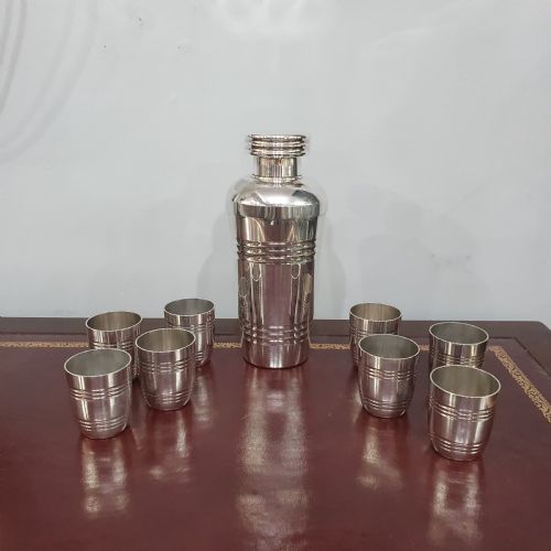 RARE BOXED FRENCH ART DECO COCKTAIL SET SHAKER 8 CUPS TRAY - ADDITIONAL PHOTO 5