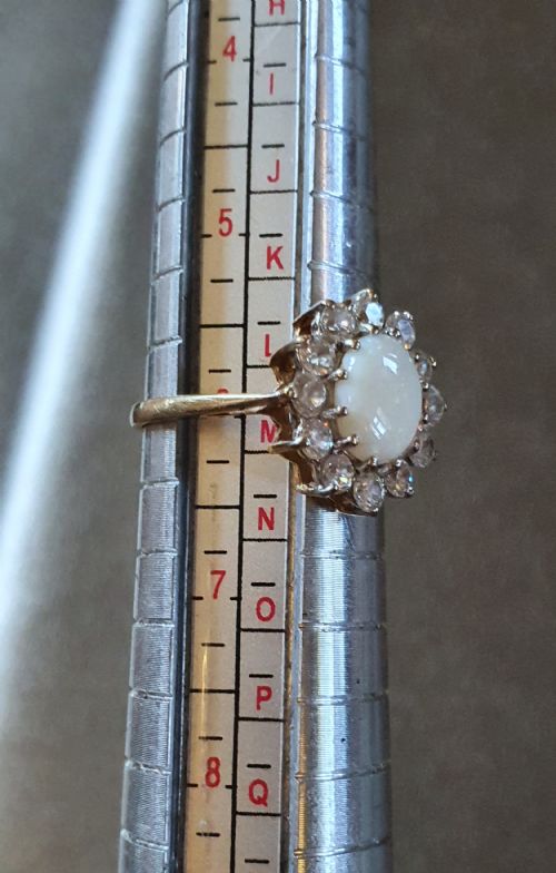 1930S ART DECO VINTAGE OPAL 9CT GOLD RING WITH HALO SIZE L - ADDITIONAL PHOTO 3