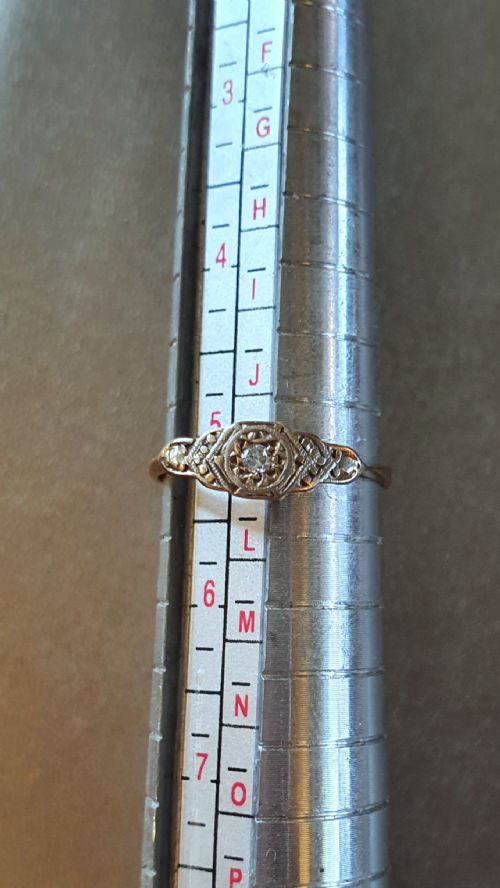18CT GOLD PLATINUM DIAMOND ART DECO 1930S RING SIZE M - ADDITIONAL PHOTO 8