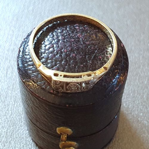 ART DECO 5 DIAMOND PLATINUM 18CT GOLD RING SIZE P - ADDITIONAL PHOTO 11