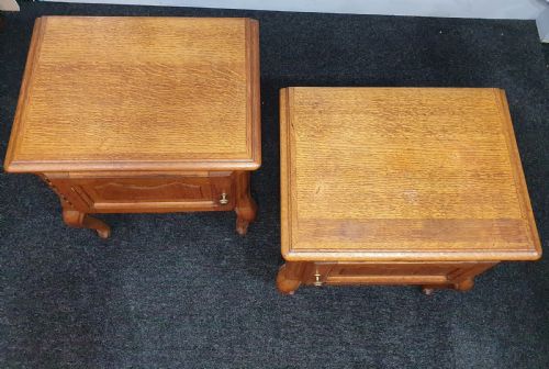 FRENCH LIGHT OAK EARLY 1900S LOW BEDSIDE TABLES CABINETS - ADDITIONAL PHOTO 14