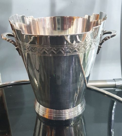 ART DECO MAPPIN WEBB GEOMETRIC DESIGN ICE BUCKET WITH DRIP TRAY KEITH MURRAY DESIGN - ADDITIONAL PHOTO 2