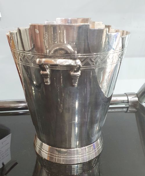 ART DECO MAPPIN WEBB GEOMETRIC DESIGN ICE BUCKET WITH DRIP TRAY KEITH MURRAY DESIGN - ADDITIONAL PHOTO 3