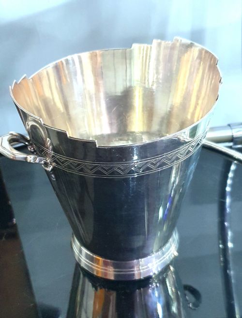 ART DECO MAPPIN WEBB GEOMETRIC DESIGN ICE BUCKET WITH DRIP TRAY KEITH MURRAY DESIGN - ADDITIONAL PHOTO 8