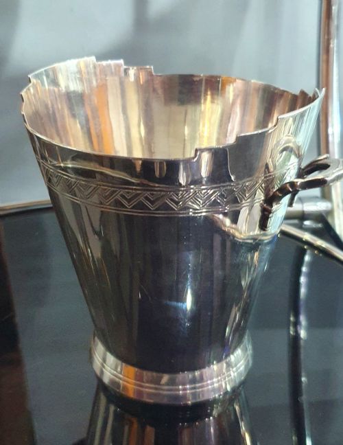 ART DECO MAPPIN WEBB GEOMETRIC DESIGN ICE BUCKET WITH DRIP TRAY KEITH MURRAY DESIGN - ADDITIONAL PHOTO 11