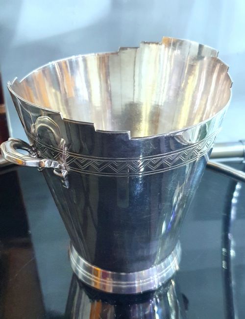 ART DECO MAPPIN WEBB GEOMETRIC DESIGN ICE BUCKET WITH DRIP TRAY KEITH MURRAY DESIGN - ADDITIONAL PHOTO 15