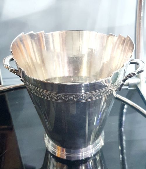 ART DECO MAPPIN WEBB GEOMETRIC DESIGN ICE BUCKET WITH DRIP TRAY KEITH MURRAY DESIGN - ADDITIONAL PHOTO 17