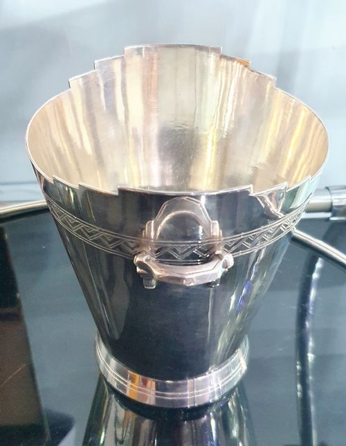 ART DECO MAPPIN WEBB GEOMETRIC DESIGN ICE BUCKET WITH DRIP TRAY KEITH MURRAY DESIGN - ADDITIONAL PHOTO 18