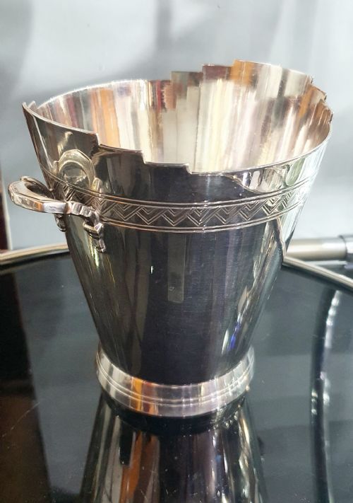 ART DECO MAPPIN WEBB GEOMETRIC DESIGN ICE BUCKET WITH DRIP TRAY KEITH MURRAY DESIGN - ADDITIONAL PHOTO 19