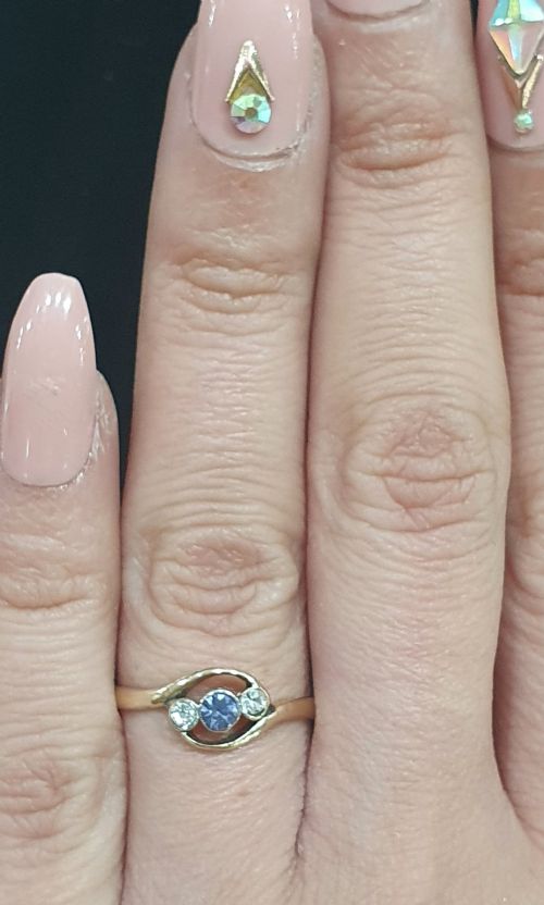 ART DECO OLD EUROPEAN CUT TANZANITE DIAMOND PLATINUM 9CT GOLD RING SIZE O - ADDITIONAL PHOTO 3