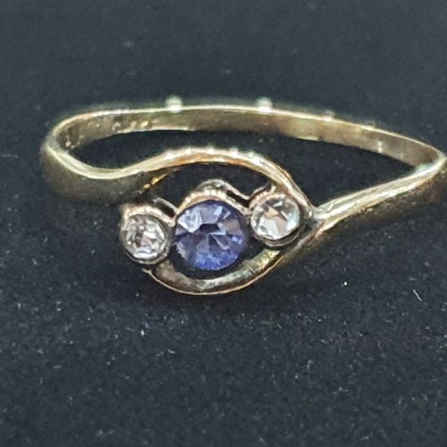 ART DECO OLD EUROPEAN CUT TANZANITE DIAMOND PLATINUM 9CT GOLD RING SIZE O - ADDITIONAL PHOTO 13