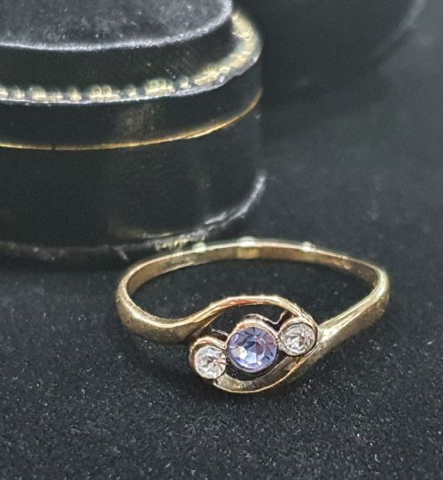 ART DECO OLD EUROPEAN CUT TANZANITE DIAMOND PLATINUM 9CT GOLD RING SIZE O - ADDITIONAL PHOTO 16