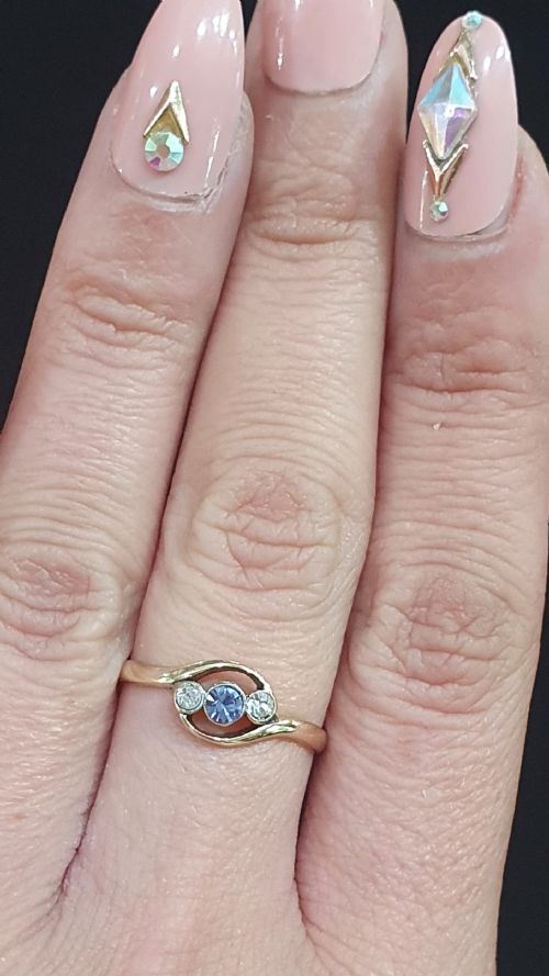 ART DECO OLD EUROPEAN CUT TANZANITE DIAMOND PLATINUM 9CT GOLD RING SIZE O - ADDITIONAL PHOTO 18