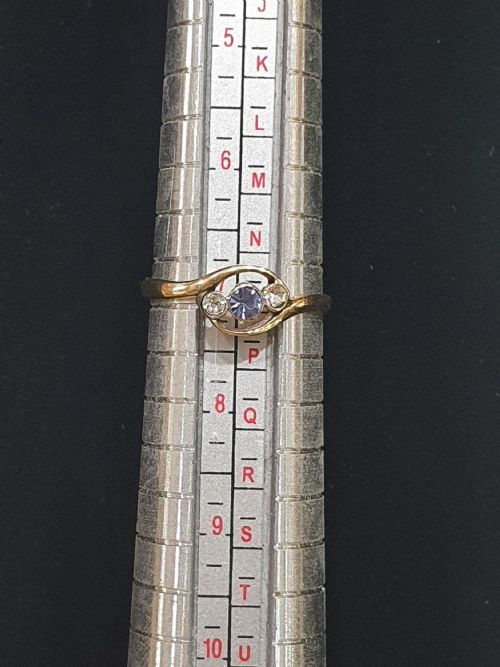 ART DECO OLD EUROPEAN CUT TANZANITE DIAMOND PLATINUM 9CT GOLD RING SIZE O - ADDITIONAL PHOTO 5
