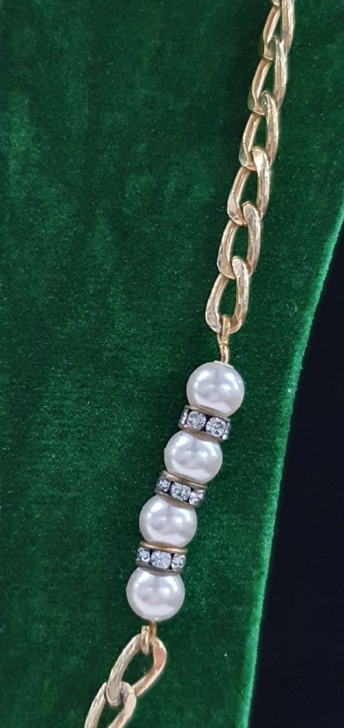 VINTAGE CHRISTIAN DIOR LONG DOUBLE LENGTH FAUX PEARL CRYSTALS 18CT GOLD PLATED NECKLACE - ADDITIONAL PHOTO 1