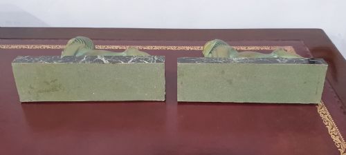 FRENCH ART DECO SPHINX BOOKENDS ON MARBLE PLINTHS IN THE STYLE OF MAX LE VERRIER C1920S30S - ADDITIONAL PHOTO 13