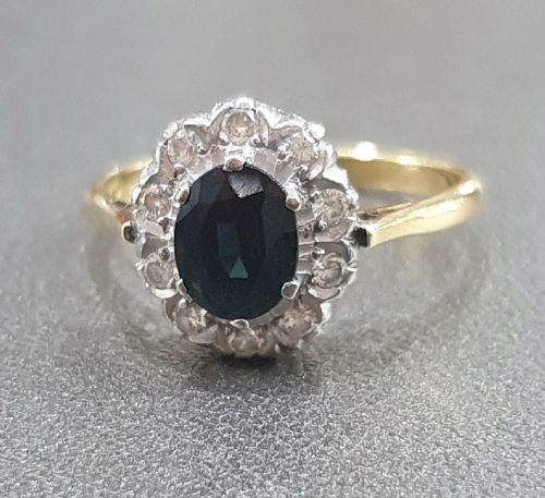 LATE ART DECO 1CT SAPPHIRE DIAMOND HALO 18CT GOLD RING C1930S50S - ADDITIONAL PHOTO 13