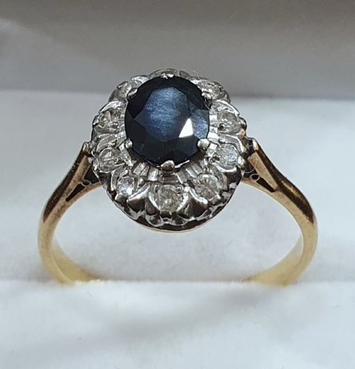 LATE ART DECO 1CT SAPPHIRE DIAMOND HALO 18CT GOLD RING C1930S50S - ADDITIONAL PHOTO 19