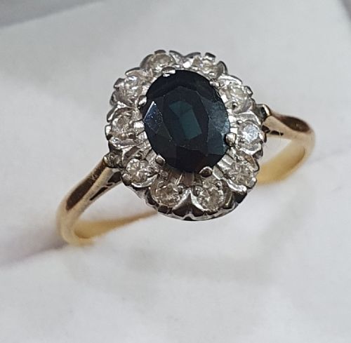 LATE ART DECO 1CT SAPPHIRE DIAMOND HALO 18CT GOLD RING C1930S50S - ADDITIONAL PHOTO 20