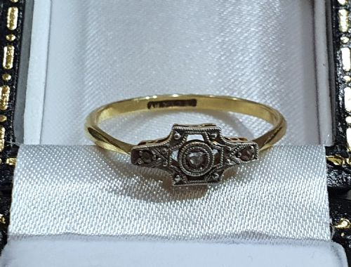 ART DECO PLATINUM SET DIAMONDS 18CT GOLD RING C1915 - ADDITIONAL PHOTO 14