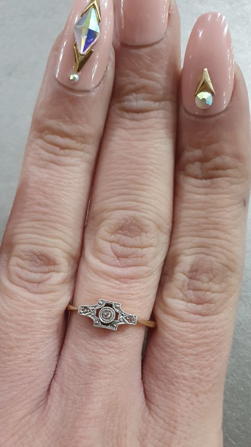 ART DECO PLATINUM SET DIAMONDS 18CT GOLD RING C1915 - ADDITIONAL PHOTO 5