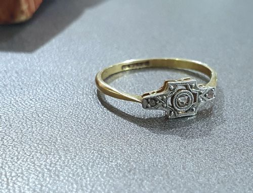ART DECO PLATINUM SET DIAMONDS 18CT GOLD RING C1915 - ADDITIONAL PHOTO 6