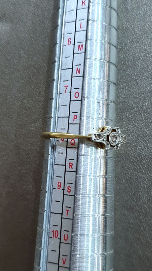 ART DECO PLATINUM SET DIAMONDS 18CT GOLD RING C1915 - ADDITIONAL PHOTO 8