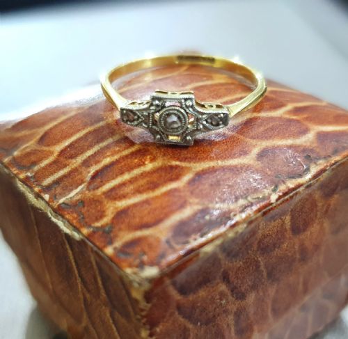 ART DECO PLATINUM SET DIAMONDS 18CT GOLD RING C1915 - ADDITIONAL PHOTO 9