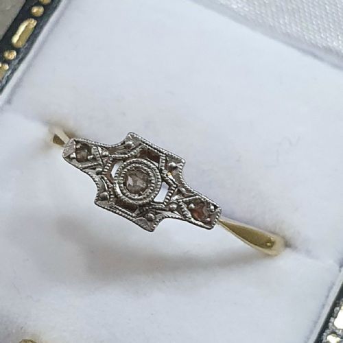 ART DECO PLATINUM SET DIAMONDS 18CT GOLD RING C1915 - ADDITIONAL PHOTO 10