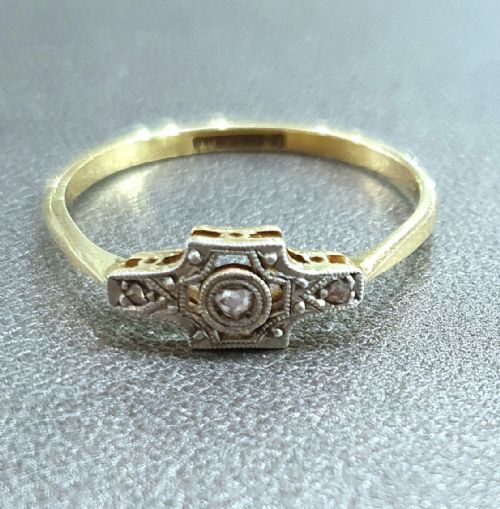 ART DECO PLATINUM SET DIAMONDS 18CT GOLD RING C1915 - ADDITIONAL PHOTO 11