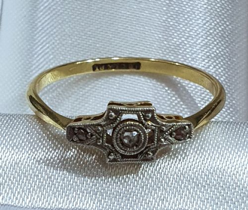 ART DECO PLATINUM SET DIAMONDS 18CT GOLD RING C1915 - ADDITIONAL PHOTO 12