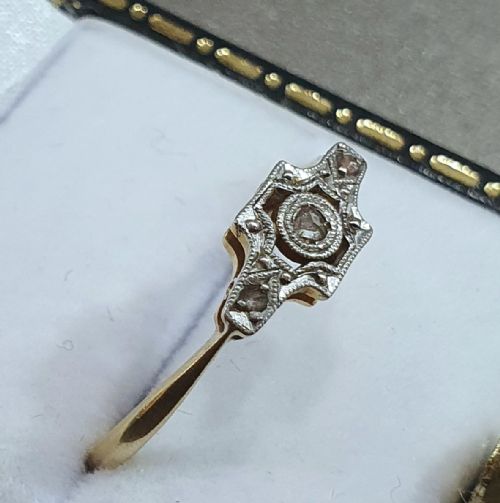 ART DECO PLATINUM SET DIAMONDS 18CT GOLD RING C1915 - ADDITIONAL PHOTO 15