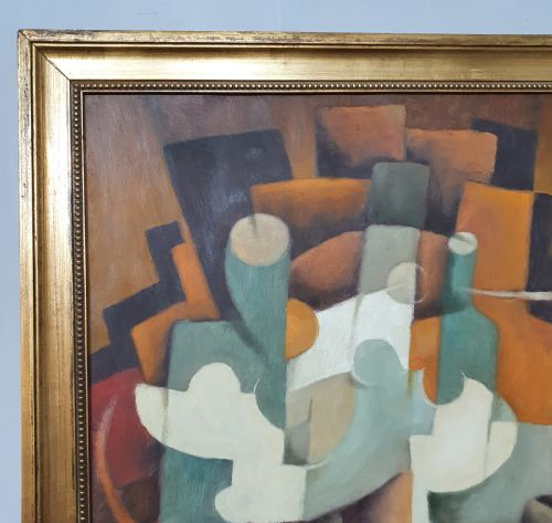JEAN HERBIN 1948 FRENCH CUBIST OIL ON BOARD OF ABSTRACT STILL LIFE - ADDITIONAL PHOTO 1