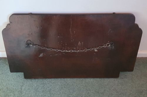RARE PINK BLUE PANELS ART DECO MIRROR C1920 ON ORIGINAL WOODEN BACKING HANGING CHAIN - ADDITIONAL PHOTO 5