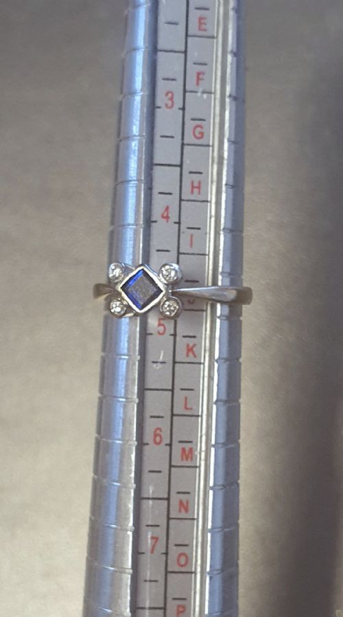 RARE EDWARDIAN ART DECO PRINCESS SAPPHIRE DIAMOND 9CT GOLD RING SIZE J - ADDITIONAL PHOTO 14