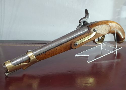 1852 officers muzzle loading 16 bore percussion walnut stock single shot holster pistol - CATEGORY: ANTIQUE MISCELLANEOUS - DATED 1850