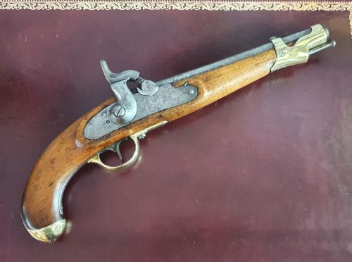 1852 OFFICERS MUZZLE LOADING 16 BORE PERCUSSION WALNUT STOCK SINGLE SHOT HOLSTER PISTOL - ADDITIONAL PHOTO 5