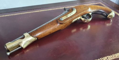 1852 OFFICERS MUZZLE LOADING 16 BORE PERCUSSION WALNUT STOCK SINGLE SHOT HOLSTER PISTOL - ADDITIONAL PHOTO 10